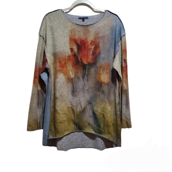 Lily London Watercolor Abstract Floral High-Low Tunic Top Size Large - Picture 1 of 12